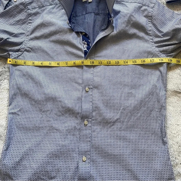 Ted Baker Dress Shirt Men 32/33 Blue Pattern Neck 14.5 Button Up Long Sleeve - Picture 12 of 14